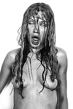 Camilla Forchhammer topless black-&-white photo