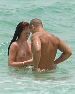 Natasha Hamilton topless in a ocean