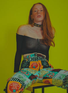 British-American actress and former model Lily Newmark braless in see through top