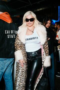 Bebe Rexha in bold leopard coat after Knicks playoff showdown in NYC - May 06, 2026