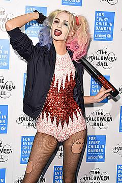 Poppy Delevingne dressed as Harley Quinn at UNICEF Halloween Ball