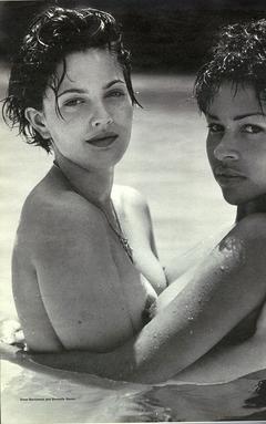 Drew Barrymore and Rochelle Hunte nude in a water for Interview Magazine 1992