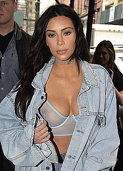 Kim Kardashian in see through lingerie bra