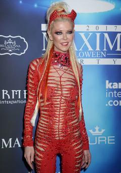 Tara Reid in see through red Devil costume