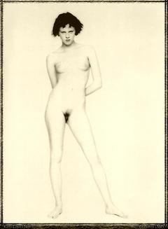 Karen Elson nude tits and hairy pussy black-&-white image