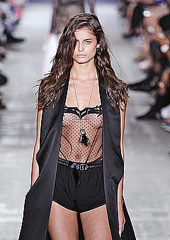 Taylor Marie Hill in see through top runway image