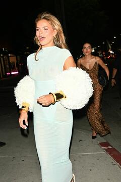 Brooks Nader braless in see through dress