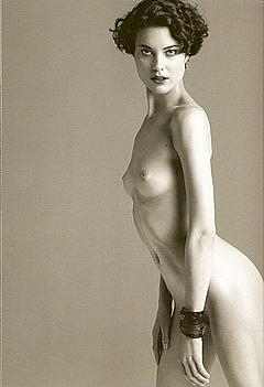 Shalom Harlow nude black-&-white photo