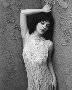 Sophie Thatcher see through to boobs black-&-white image