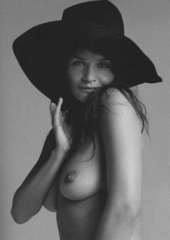 Helena Christensen topless in black hat