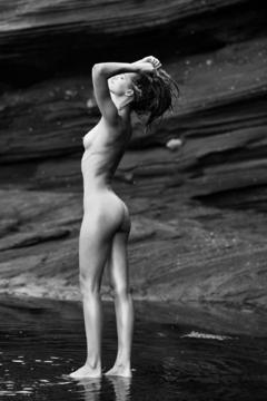 Caroline Kelley naked black-&-white photo