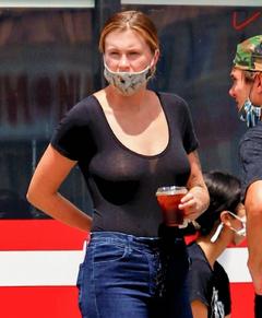 Ireland Baldwin Braless in see through top