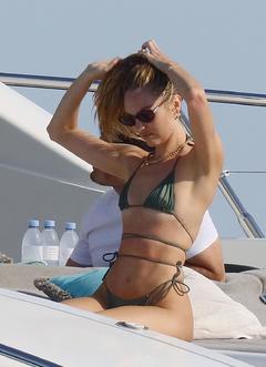 Candice Swanepoel in bikini on a yacht on the French Riveria