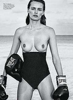 Edita Vilkeviciute as topless boxer